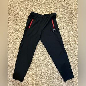 Umbro Kids Black Joggers with Red Zippers